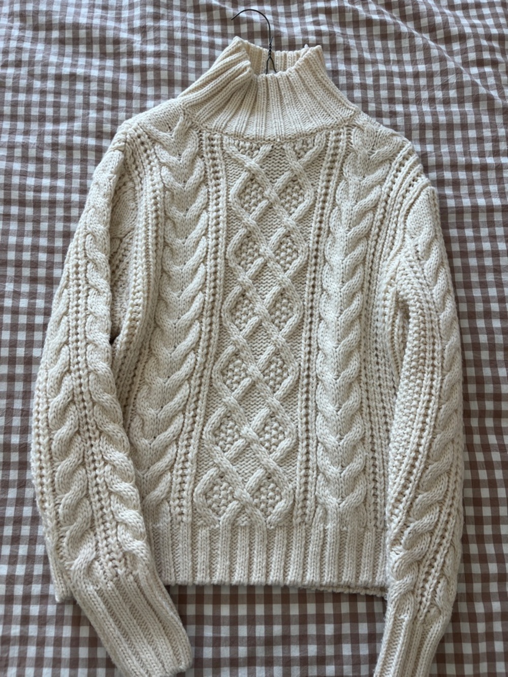 Zara Cream Cable Knit Turtleneck Sweater